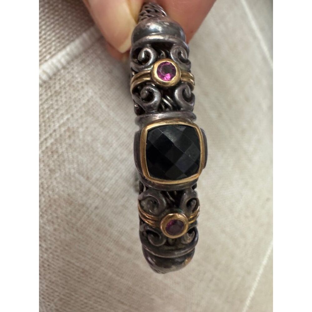 NIB Gabrielle Bruni 925 Sterling Silver and 18K YG gemstone cuff bracelet. - Picture 5 of 11